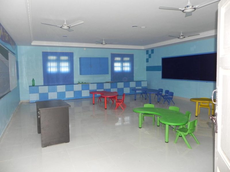 Colourful pre-school tables and chairs supplied to a Coimbatore classroom