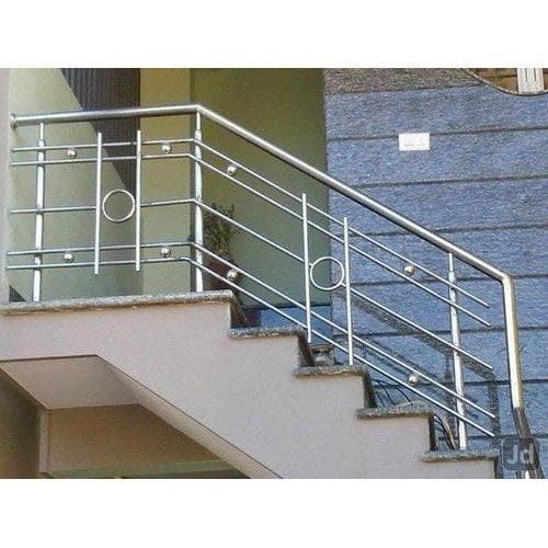 Stainless steel railing to an external staircase in Coimbatore
