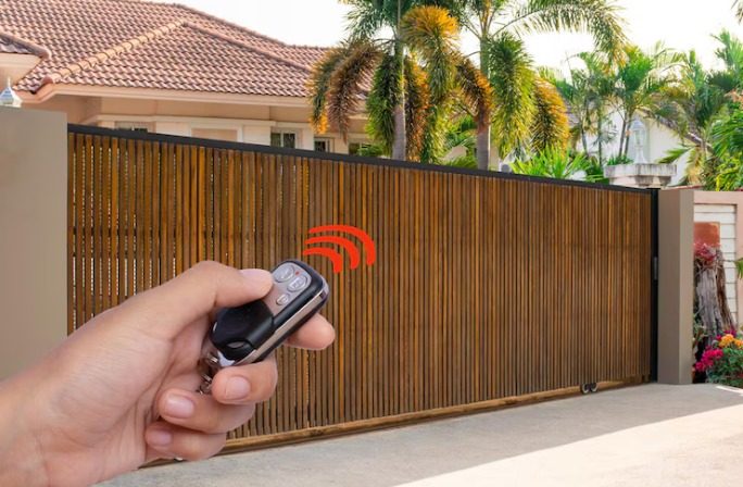 Motorized automatic sliding gate system installed at a villa in Coimbatore