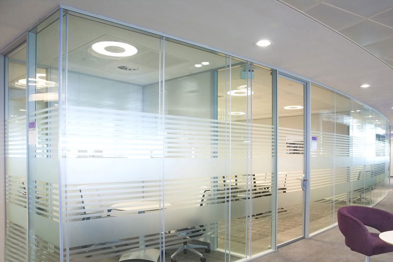 Glass and aluminum cabin office partition works installed in Coimbatore