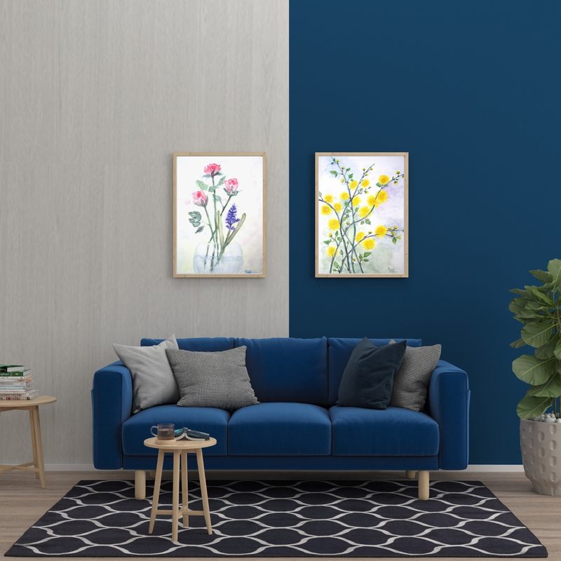 Contemporary living room interior scheme by Trinity Spaces, Coimbatore